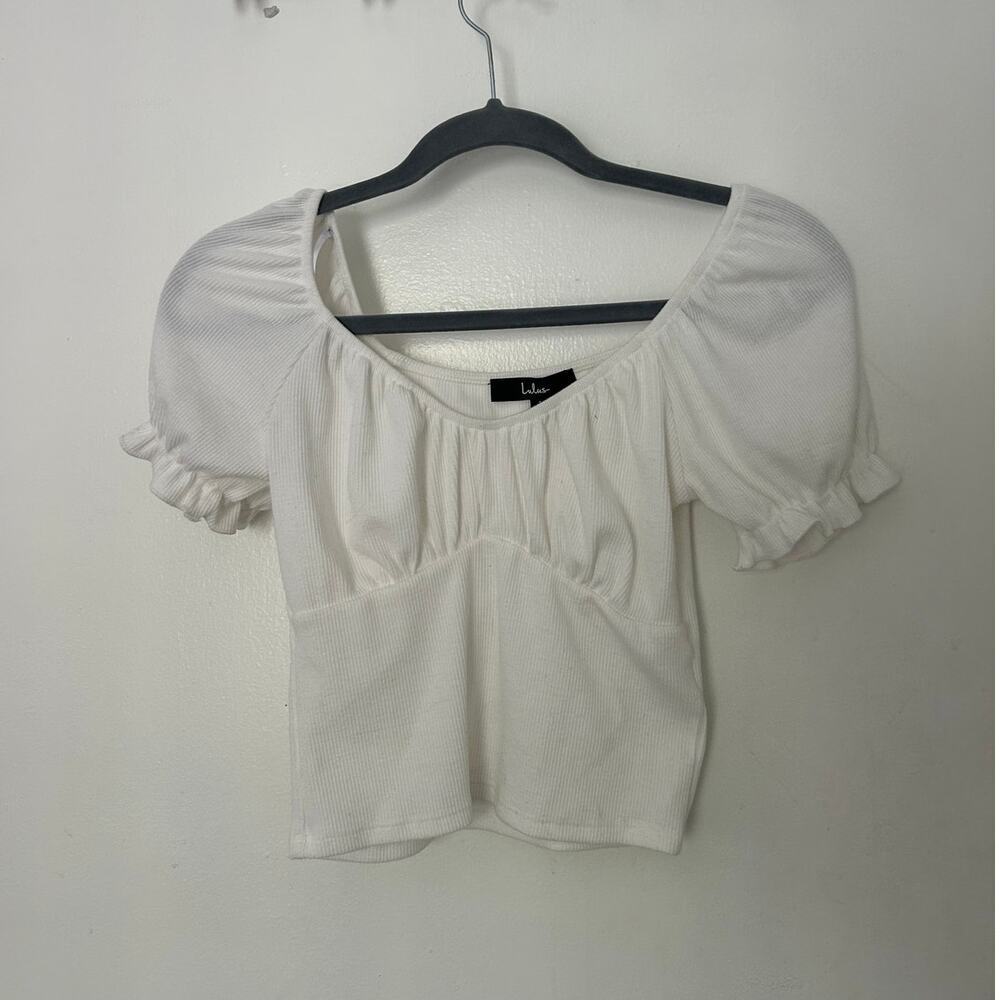 Lulus Milkmaid White Puff-Sleeve Top